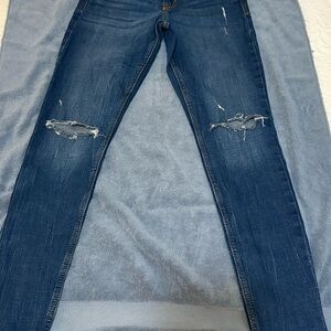 Old Navy Women's Dark Blue Distressed Skinny Jeans